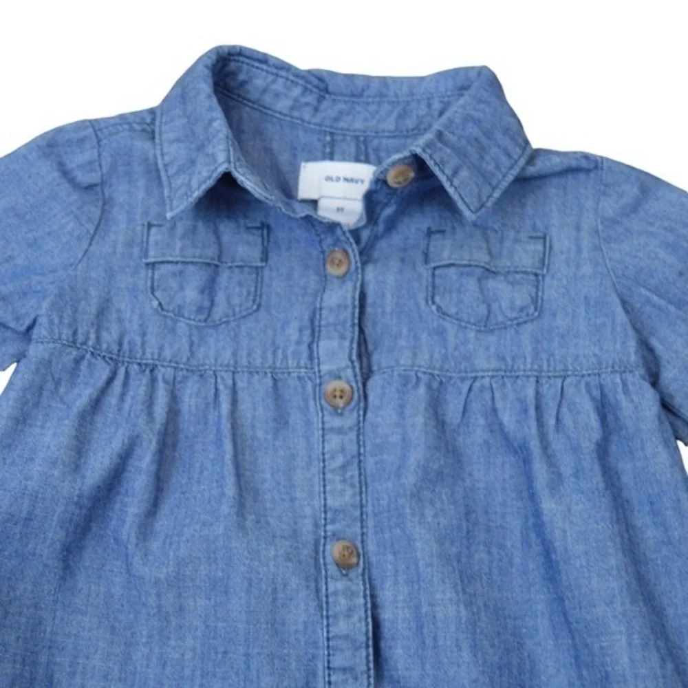 Old Navy Girls 3T Chambray Short Sleeve Tunic‎ Shirt
